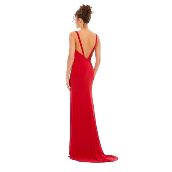 New MAC DUGGAL 25846 Red Sleeveless Plunge Neck High Slit Gown Women's (6) $278 - Picture 4 of 13